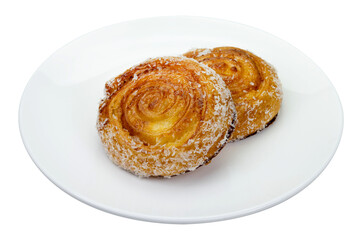 Cinnamon rolls with coconut isolated