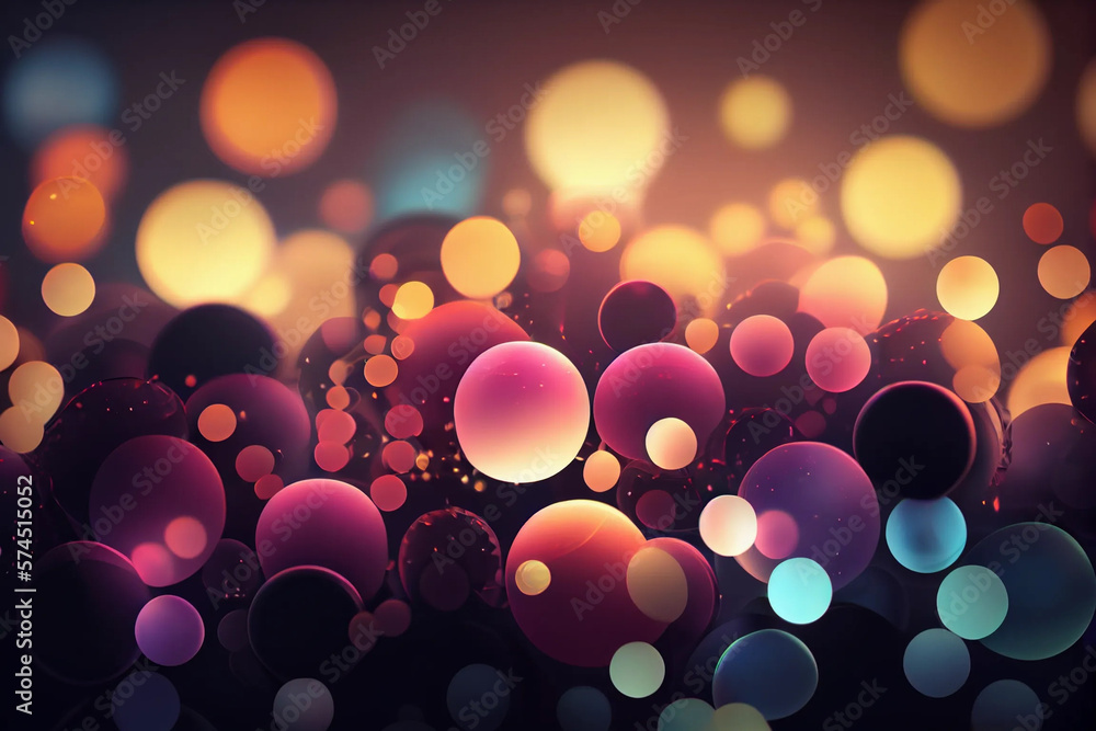 Poster abstract bokeh lights with soft light background illustration, generative ai