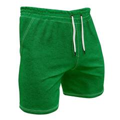 With this Half Front View Excellent Mens Short Mockup In Green Bee Color, your design will look more real.