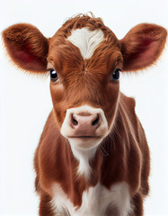 Adorable Baby Cow on White Background. Generative ai - 574515616