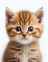 Fototapeta premium Adorable Kitten on White Background. Generative ai