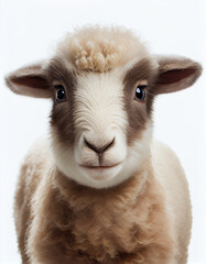 Obraz premium Adorable Baby Lamb on White Background. Generative ai