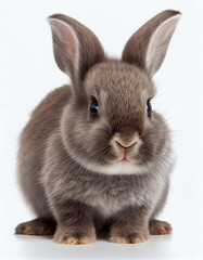 Obraz premium Adorable Baby Bunny on White Background. Generative ai