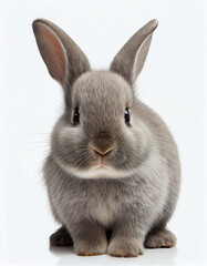 Obraz premium Adorable Baby Bunny on White Background. Generative ai