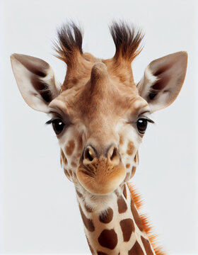 Adorable Baby Giraffe on White Background. Generative ai Stock-Illustration  | Adobe Stock