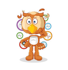 owl with wristwatch cartoon. cartoon mascot vector