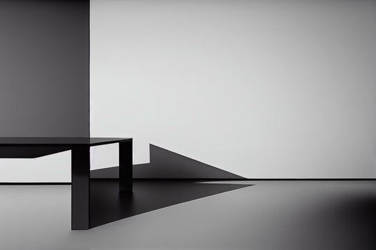 Empty White Table Top With Background Of Black Wall, Ai Generated. Generative AI