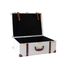 White vintage travel suitcase isolated on white background