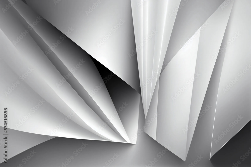 Aufkleber geometric gradient background in white and gray tones - modern abstract design, generative ai
