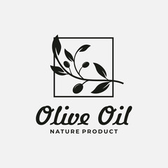 olive plant logo template. olive branch tree virgin oil vector illustration.