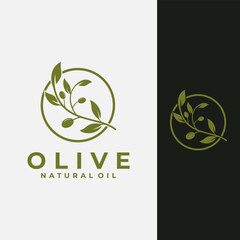 olive plant logo template. olive branch tree virgin oil vector illustration.