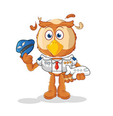 Obraz premium owl pilot mascot. cartoon vector