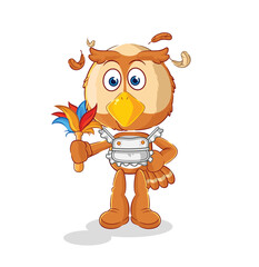 Fototapeta premium owl maid mascot. cartoon vector
