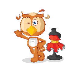 owl fashion designer vector. cartoon character