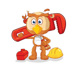 Fototapeta premium owl plumber cartoon. cartoon mascot vector