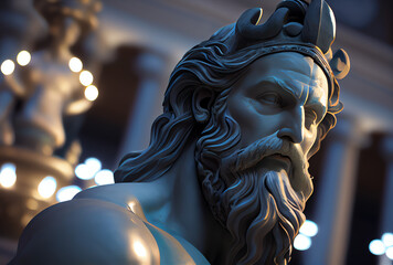 statue of Neptune, Poseidon, generative ai - obrazy, fototapety, plakaty