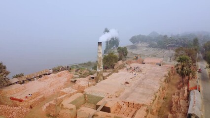 The brick industry developed around the alluvial soil along the Ganga River.