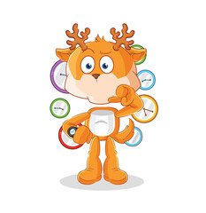 Obraz na płótnie Canvas deer with wristwatch cartoon. cartoon mascot vector