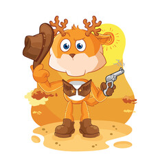 deer cowboy with gun character vector