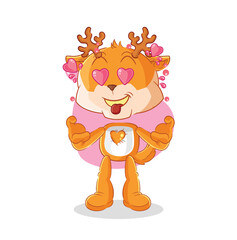 Obraz na płótnie Canvas deer fallin love vector. cartoon character