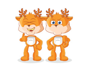 deer thumbs up and thumbs down. cartoon mascot vector