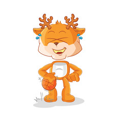deer dribble basketball character. cartoon mascot vector