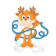 deer Rhythmic Gymnastics mascot. cartoon vector