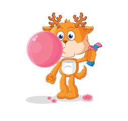 deer chewing gum vector. cartoon character