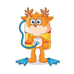 Fototapeta premium deer diver cartoon. cartoon mascot vector