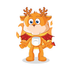 Obraz premium deer demon with wings character. cartoon mascot vector