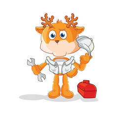 deer mechanic cartoon. cartoon mascot vector