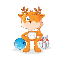 deer play bowling illustration. character vector