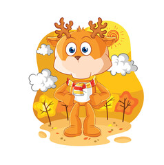 Obraz na płótnie Canvas deer in the autumn. cartoon mascot vector