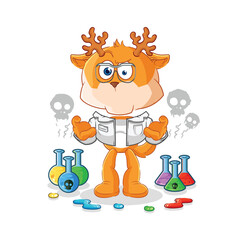 deer mad scientist illustration. character vector