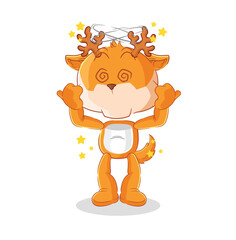 deer dizzy head mascot. cartoon vector