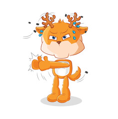 deer swat fly character. cartoon mascot vector