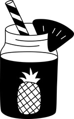 Picnics Food Juice Pineapple icon hand drawn design elements for decoration.