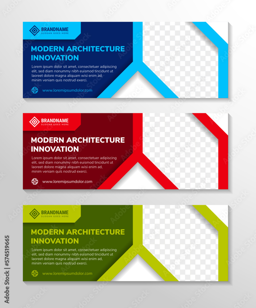 Poster collection of elegant modern architecture innovation headline of header and banner design. set of ho