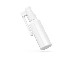 Blank plastic bottle with long and short nozzle sprayer for oral spray mockup template isolated on white background, 3d illustration.