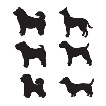 silhouettes of dogs vector illustration set