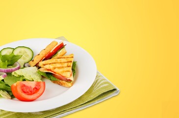 Set of tasty fresh toasts with bread.