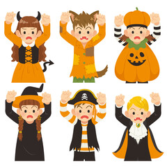 子供　ハロウィン　仮装　輪郭線なし