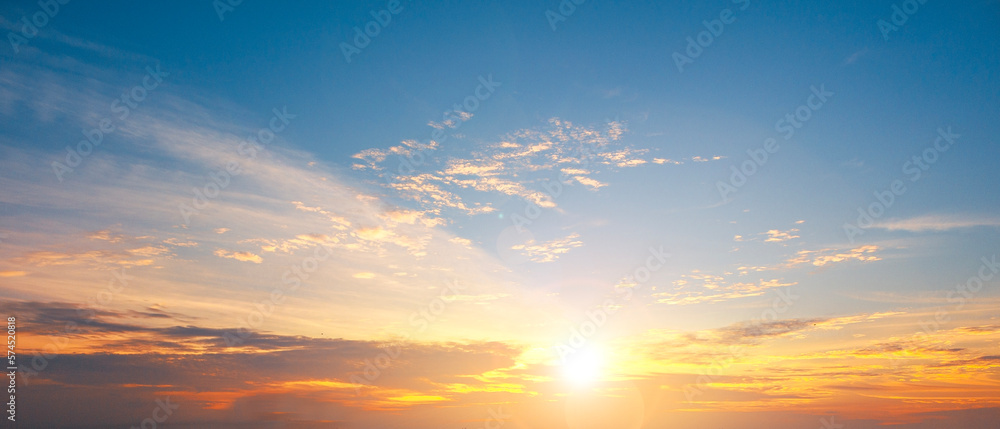 Wall mural sunset colorful clouds and blue sky background