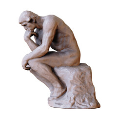Fototapeta premium The Thinker Statue by the French Sculptor Rodin isolated. PNG transparency 