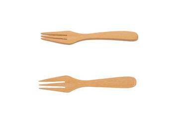 Wood fork on white background.

