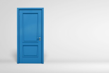 Retro wooden blue door on background