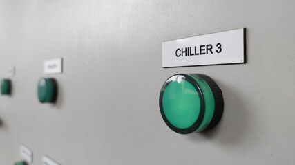 Close up the indicator green light on the panel for sign  operation control.