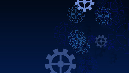 Industrial science, clockwork, technology. Technical blueprint template illustration on dark blue vector background.