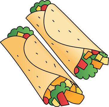 recommend clip art: Chicken Tortilla Wraps decorative design element for website, presentation, flyer, brochure, printing, application. illustration style