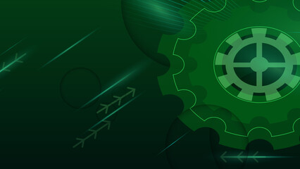 Green mechanical gears background. Creative thinking concept. 3D illustration.
